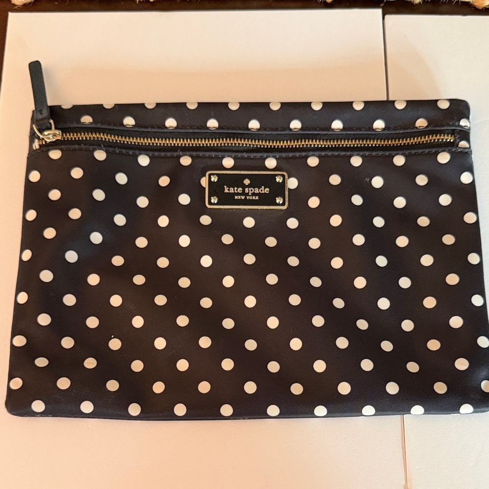 Kate Spade Black and White Polka Dot Cosmetic Bag